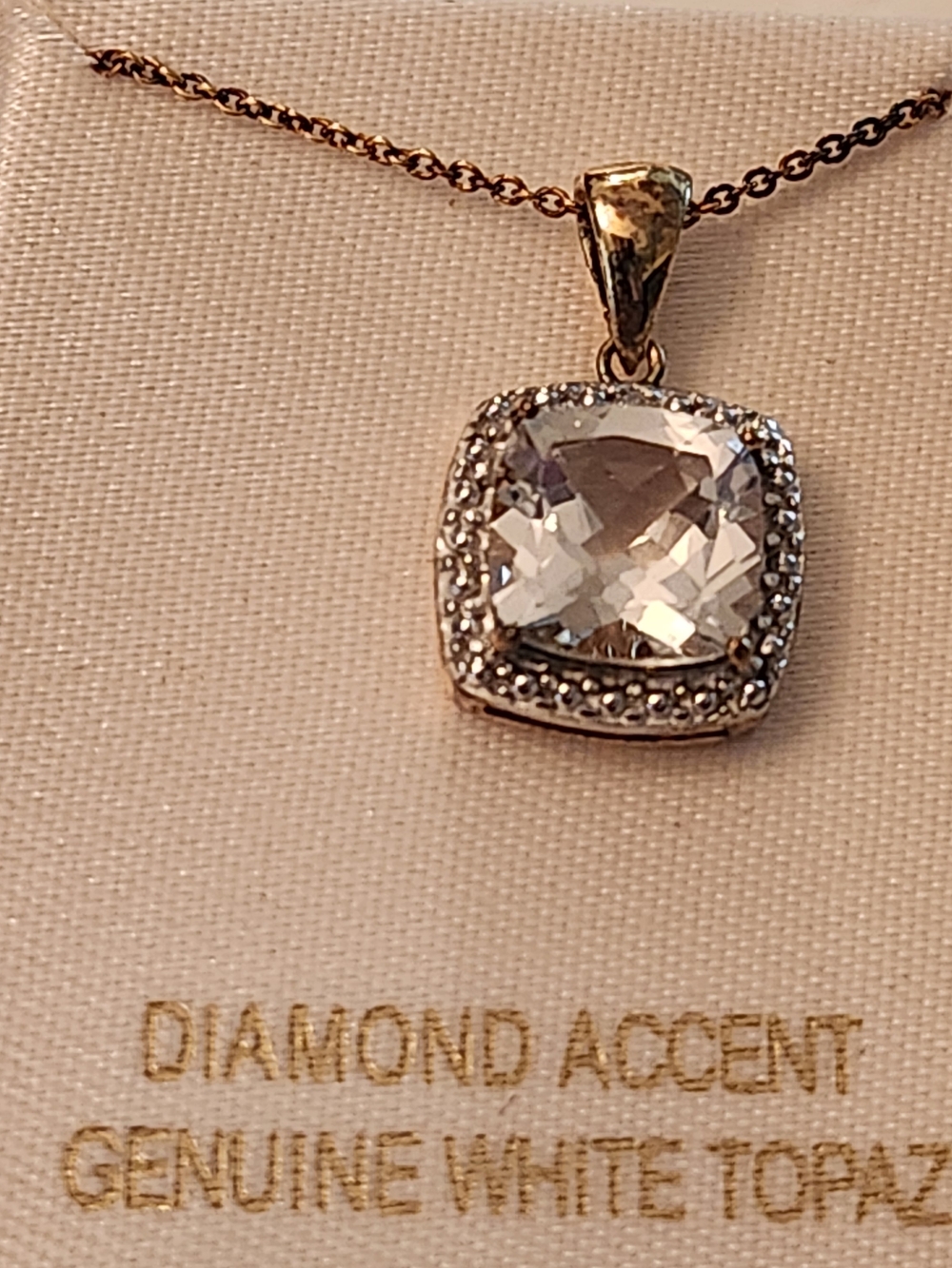 Source Unknown Gold-Tone Necklace with White Topaz and Diamond Accent - Picture 2 of 4